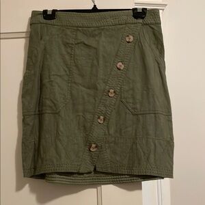Anthropologie Green Wrap Mini Skirt Asymmetrical Casual